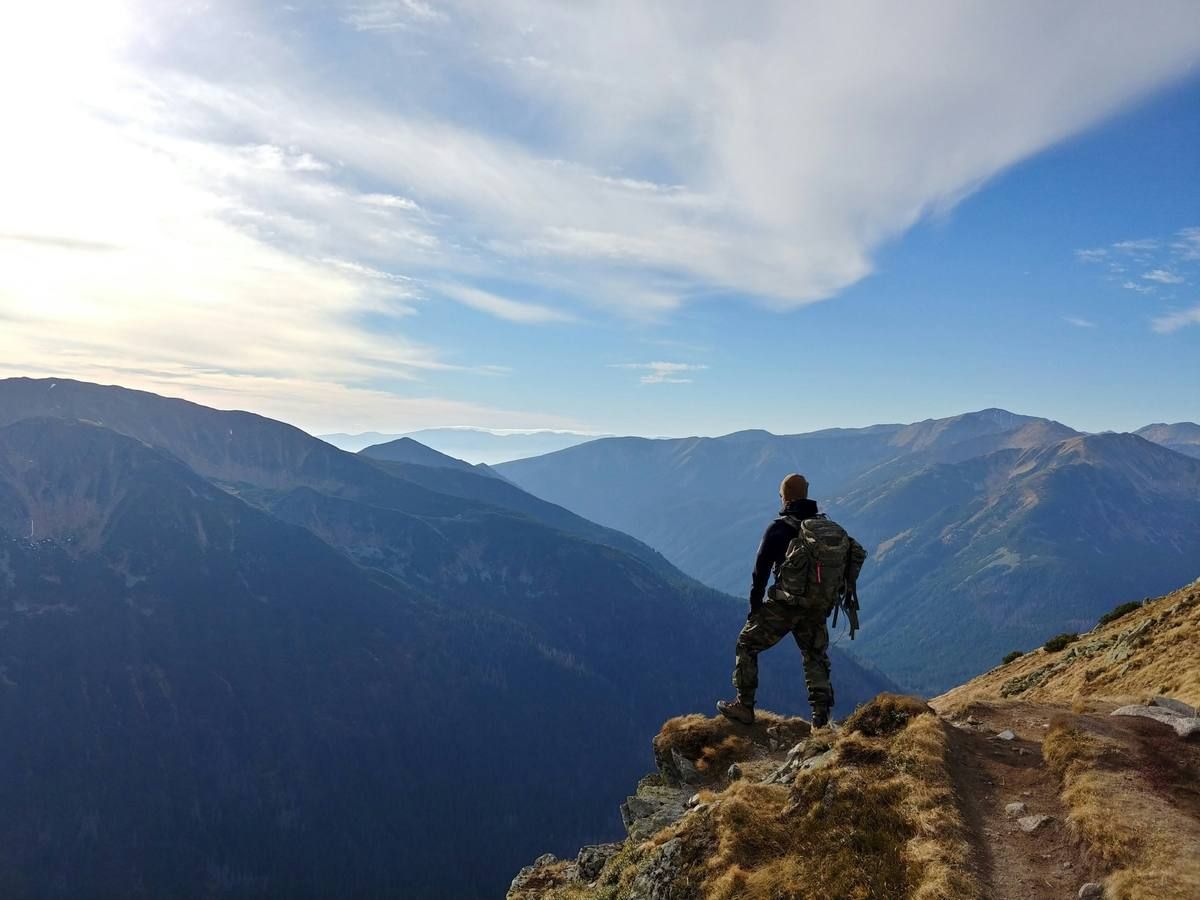 Hiker on a ridge trail